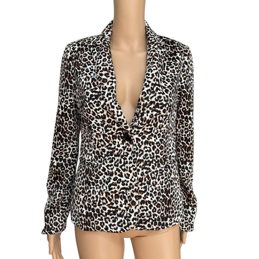 Forever 21 One Button Blazer Cheetah Animal Print Brown Tan Black Size S NWT